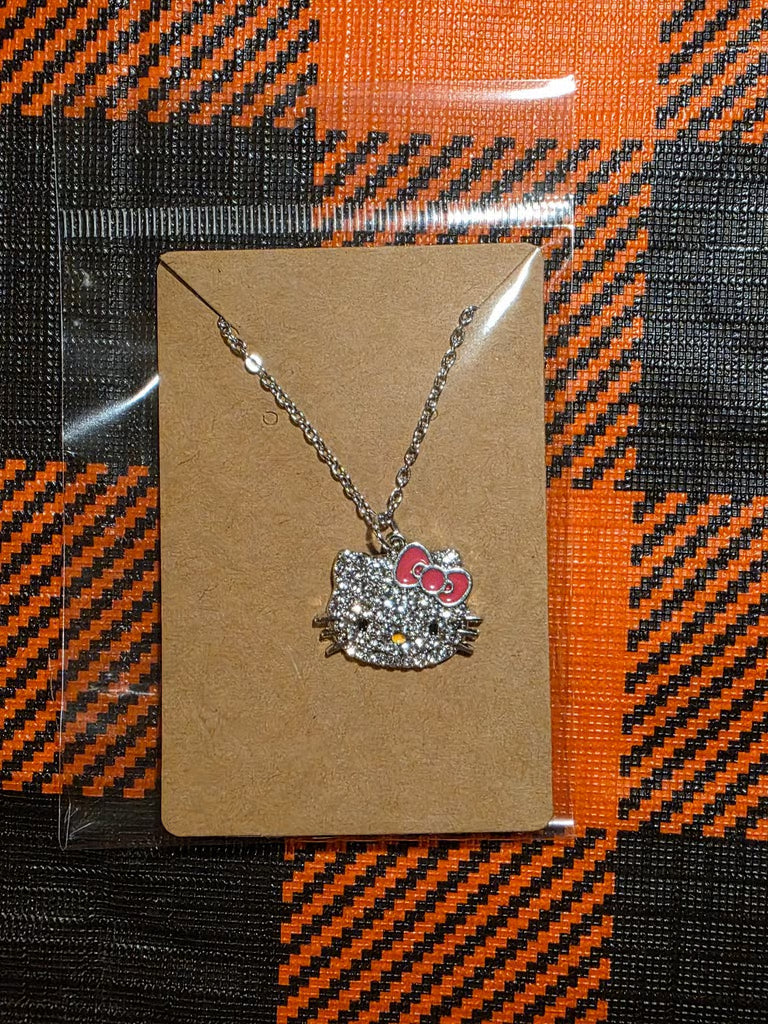 Hello Kitty Silver Necklace With Rhinestones